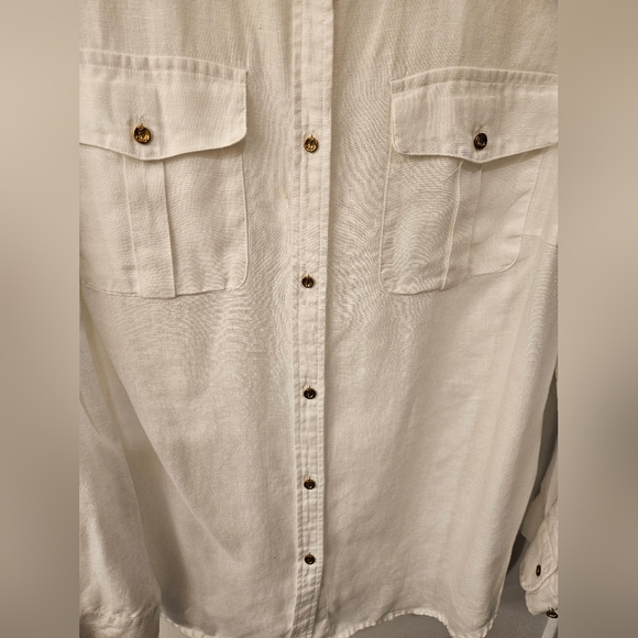 NWOT - Lauren Ralph Lauren Linen White Button Down Shirt - Size 1X - Picture 2 of 11
